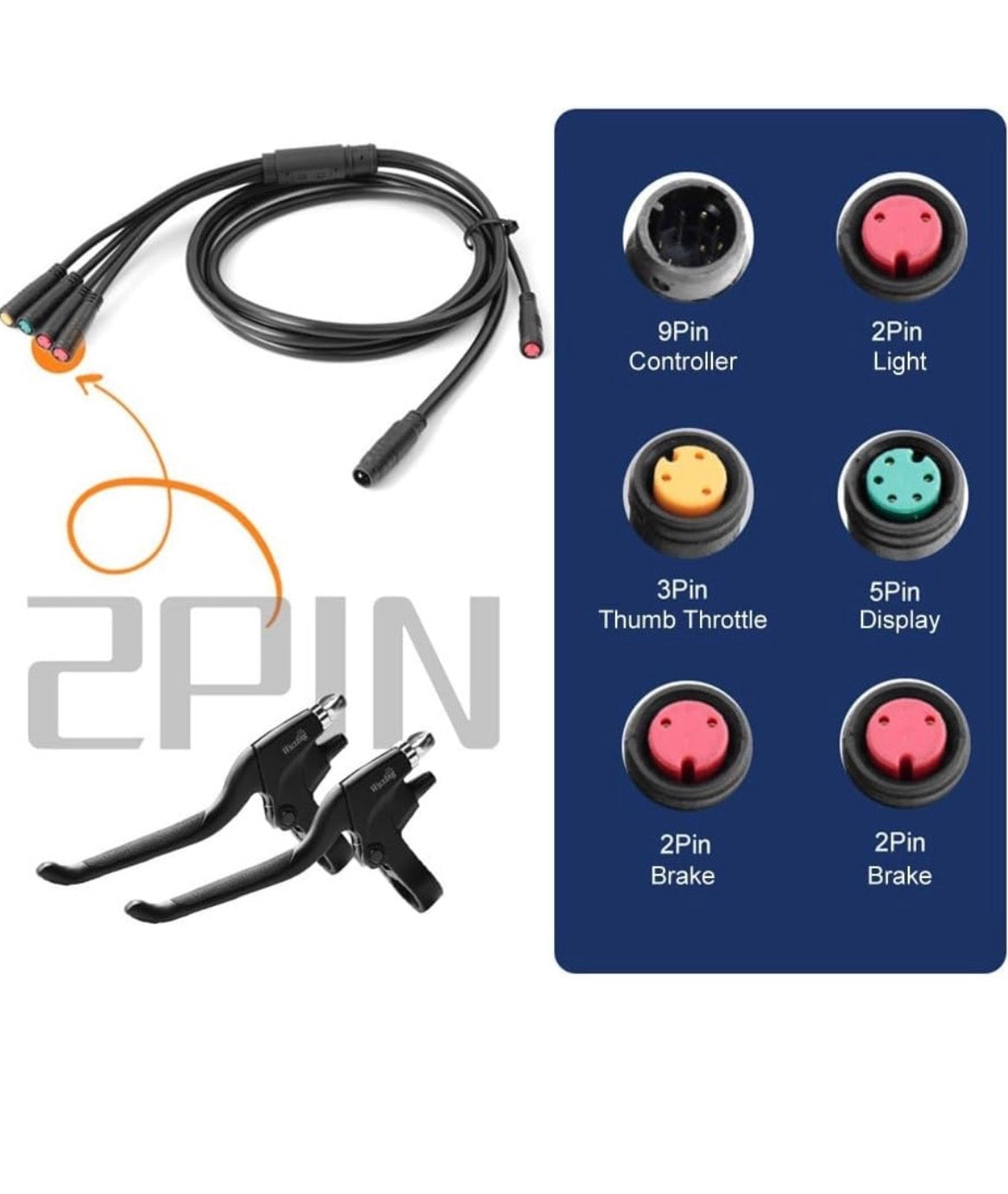 Electric Bicycle Brushless Controller 36V/48V 25A 750W With 1T5 Cable For KT Parts Aluminum Shell Sine Wave Design Waterproof Connector Light Wire