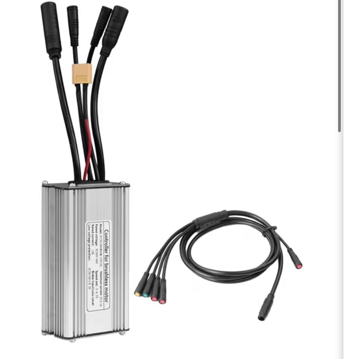 Electric Bicycle Brushless Controller 36V/48V 25A 750W With 1T5 Cable For KT Parts Aluminum Shell Sine Wave Design Waterproof Connector Light Wire