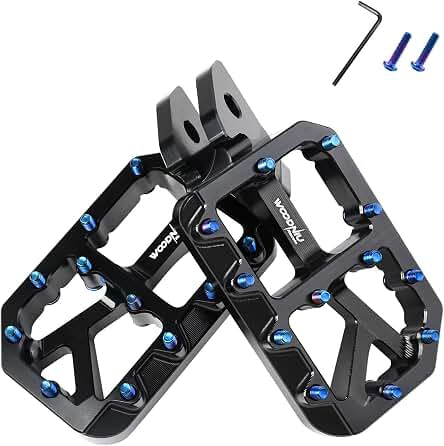 Black Foot Pegs for Segway X160 X260/Talaria X3 X4/E Ride PRO SS, Featured with Blue Brilliant Spikes as Ebike Upgrade Parts